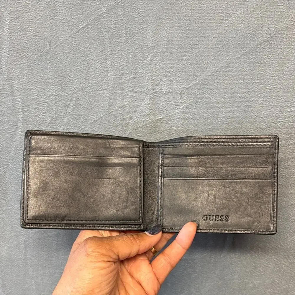 Guess Black Leather Wallet Men’s Card Holder Everyday Soft